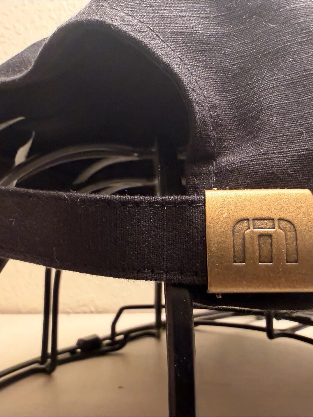 Travis Mathew Black Hat with Pink Rose Embroidery